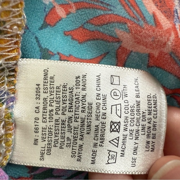 Anthropologie Flutter Sleeve Asymmetrical Tunic Dress Blue Pink - Picture 11 of 14